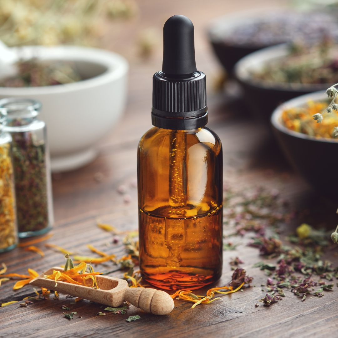 bottle of herbal oil