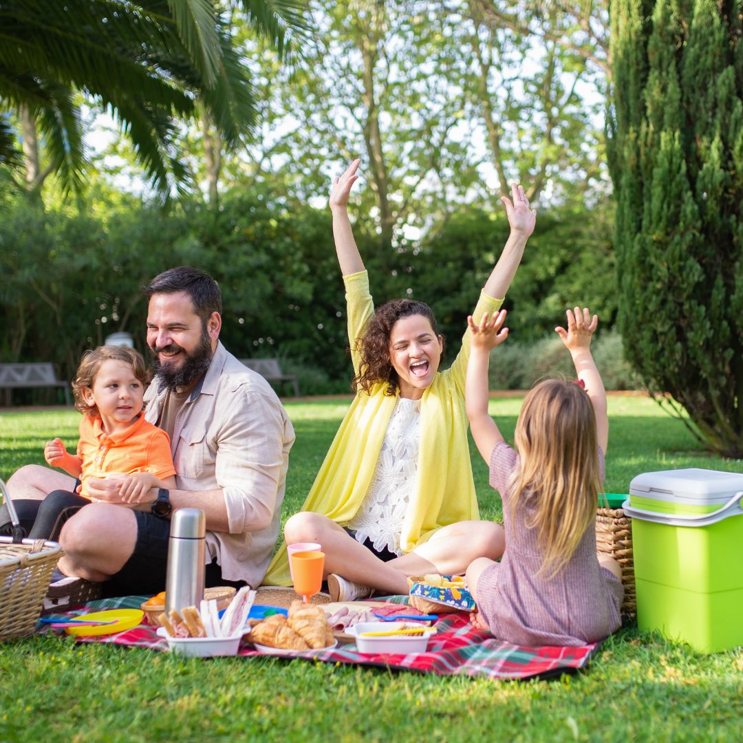 Happy family outside