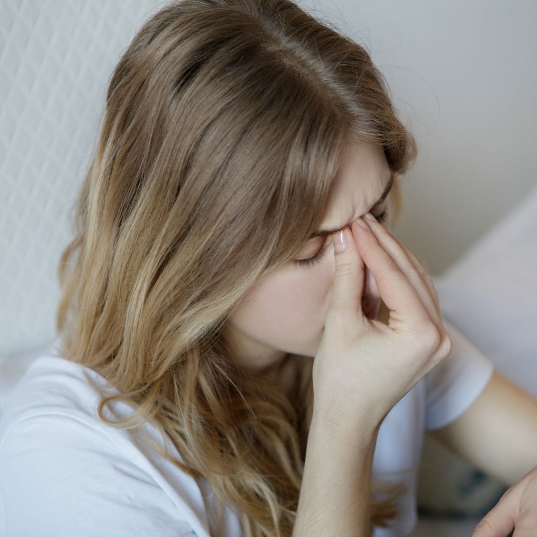 person dealing with sinus issues